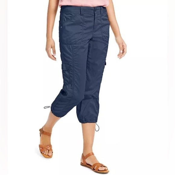 Style & Co Women's Plus Bungee Mid Rise Comfort Waist Capri 20W Blue - Picture 1 of 12